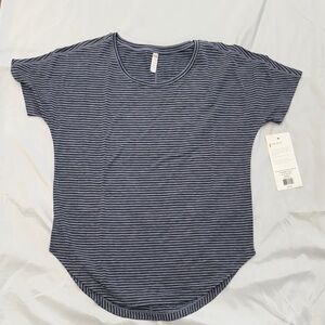NWT Lucy Final Reps Short Sleeve Tee— Navy Heather Stripe— Medium